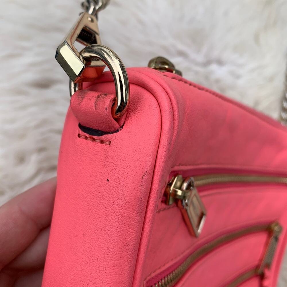 Rebecca Minkoff 3 Zip Mini MAC clutch crossbody bag Bright Hot Neon Pink Barbie - Picture 5 of 8